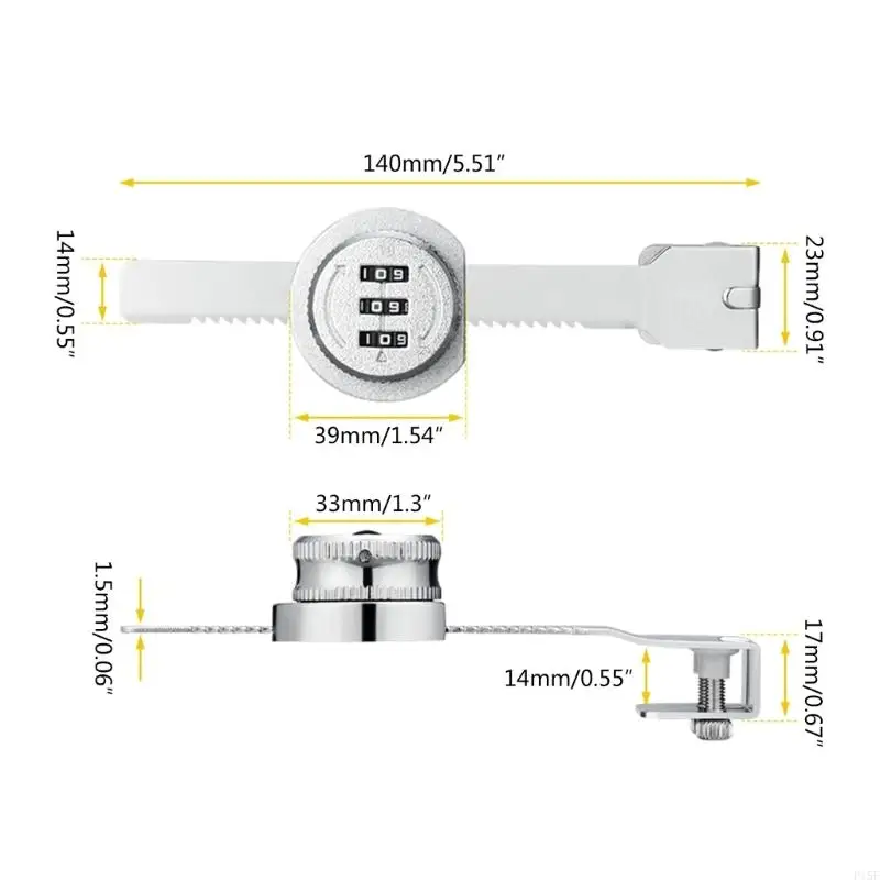 P15F Thickened Sliding Glass Door Lock Latches Anti-theft 3Digit Combination Lock