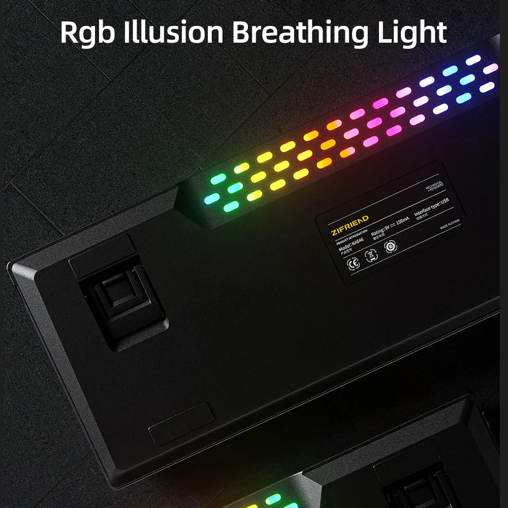 Mechanical Keyboard 63 Keys Blue /Red Switch Cooling RGB Backlit Keypad USB-C Wired 60% Leyout Compact Ergonomic Gaming Keyboard
