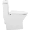 24" Length One Piece Toilet Dual Flush 1.1/1.6 GPF with Side Holes Glossy White Toilets Bathroom Items Folding Cleaning Parts 6