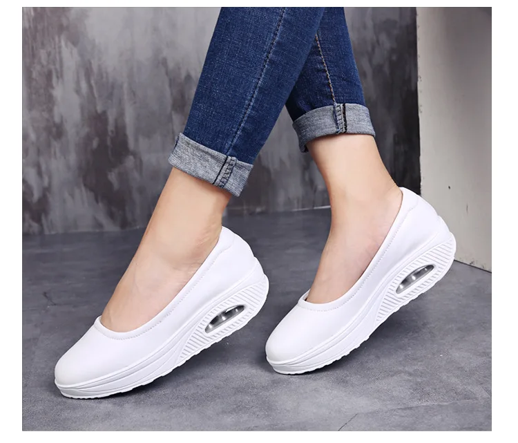 White Sexy Loafers Women's Black leather Platform Slip on Shoes for Women New Spring WhiteSpring Casual comfortable Flats Shoes