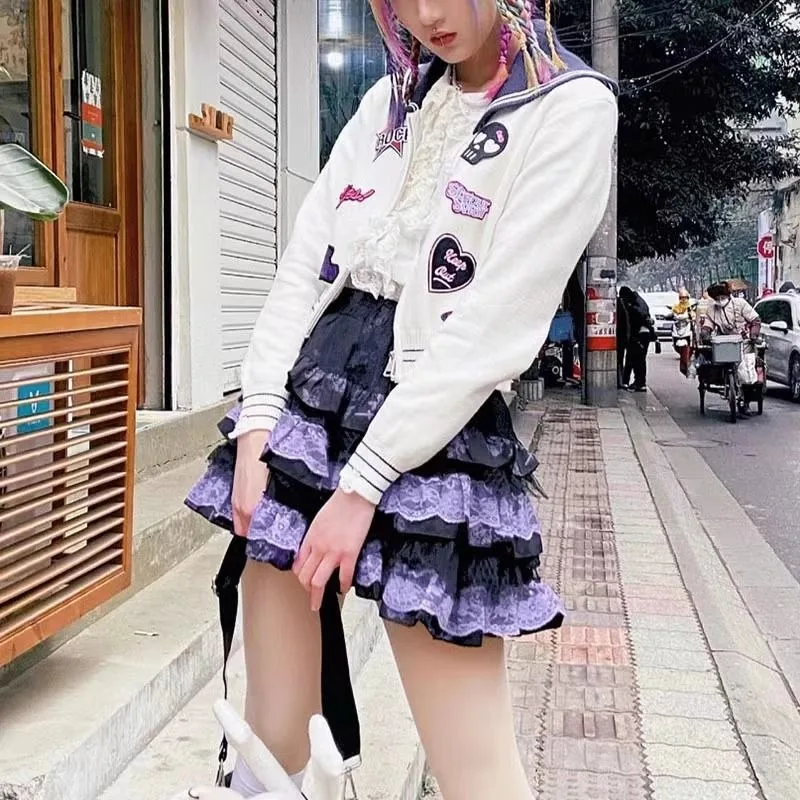 Fluffy Skirt Harajuku Subcultures Lace Hottie Cake Punk Fluffy Short Skirt Half Length Skirt