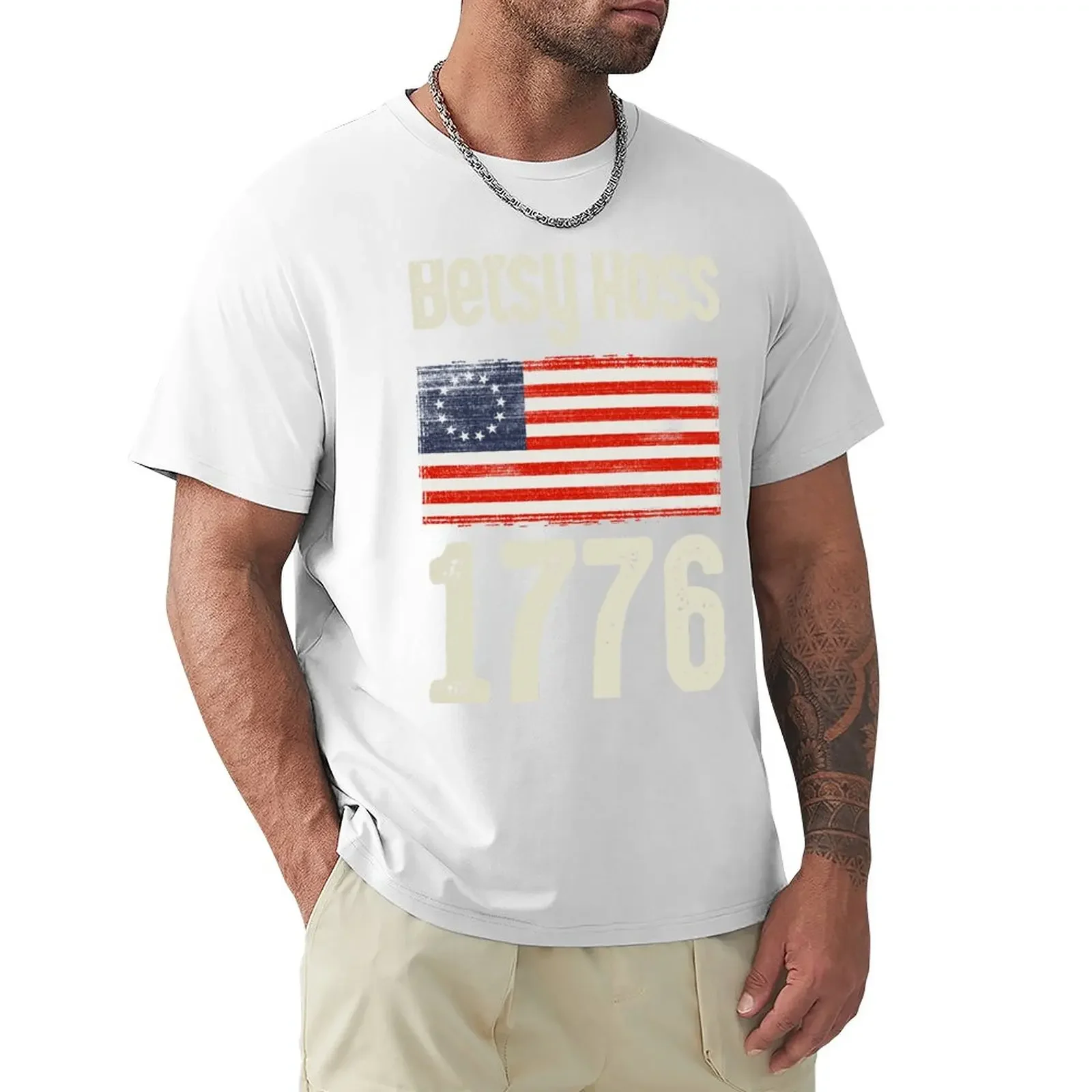 

Betsy Ross American Flag 1776 Vintage T-Shirt new edition blanks plain T-shirt men Blouse aesthetic clothes Men's clothing