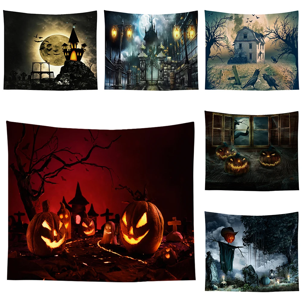 

Halloween Wall Hanging Gothic Print Pattern Tapestry Home Decor Dorm Room Living Backdrop Fabric