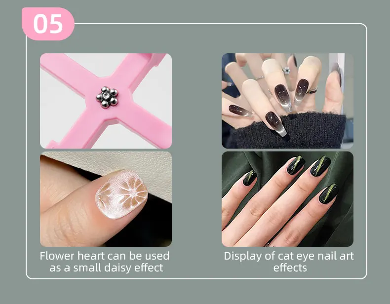 Description Picture 6 of item5 IN 1 Multi-function Cat Eye Nail Magnetic Stick Cross Magnet Board For Cat Eye UV Gel Nail Tool Shiny Nail Art Decal Tools