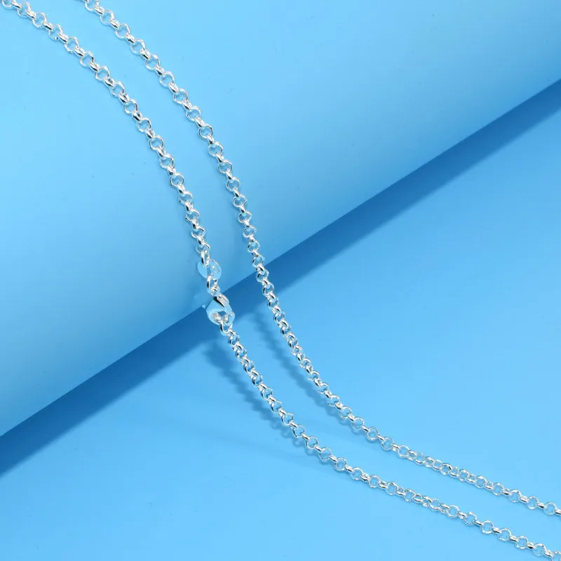 10PC Fashion Jewelry 925 Sterling Silver 3MM CROSS Link Chain 16''-30'' Women's Pendent Chain Color Lobster Clasp