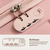 Ensemble de valises, tailles M-L-XL, valises rigides en ABS, ensembles de valises durables, valises avec roulettes pivotantes et serrure, avec sac de toilette, rose 2