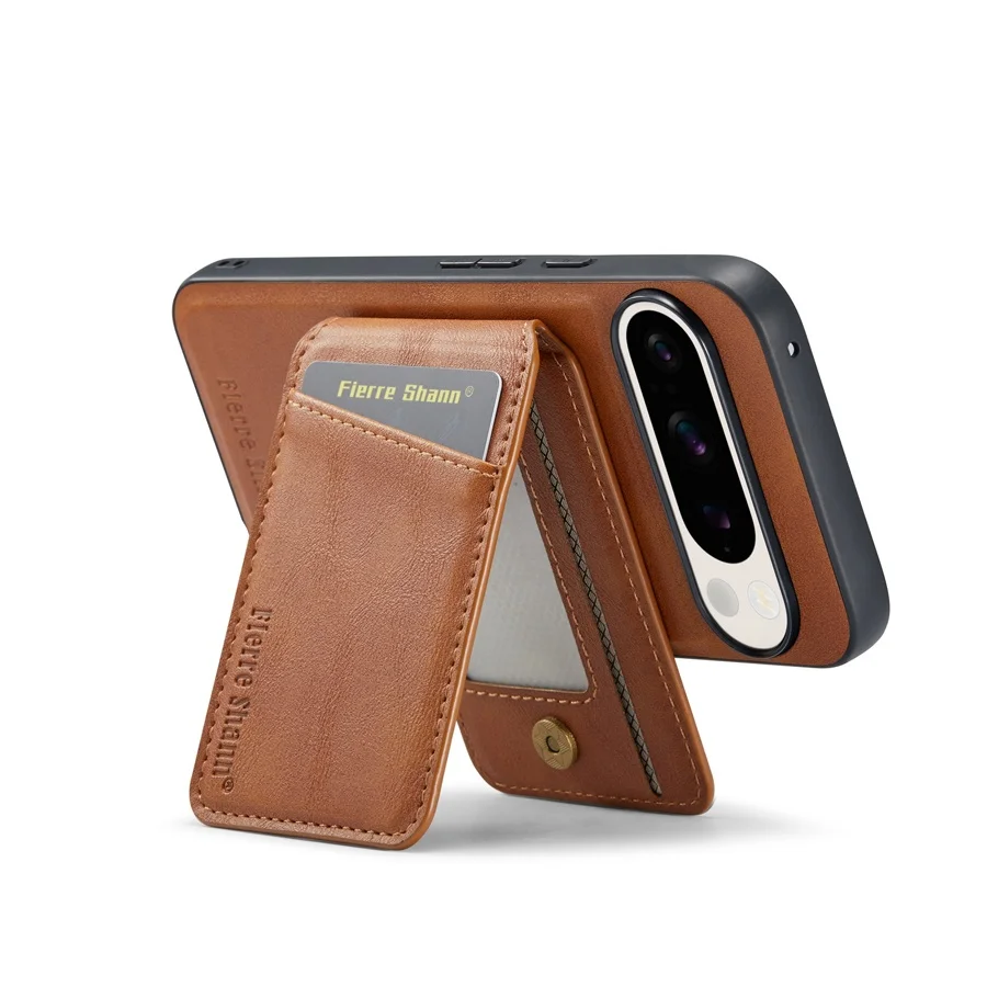 Magnetic Leather Wallet Phone Stand Case with Wireless Charging Compatibility