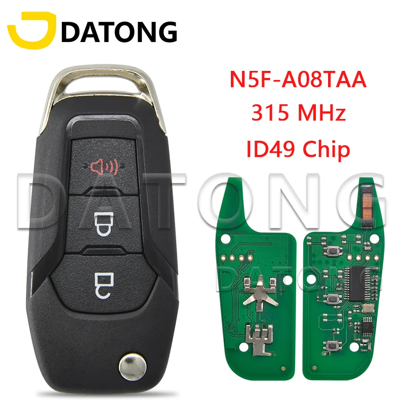 Car remote key Datong World Car Remote Key Ford F150-F550 Fusion Explorer N5F-A08TAA ID49Chip 315 Mhz Auto smart control HU101 Flip key
