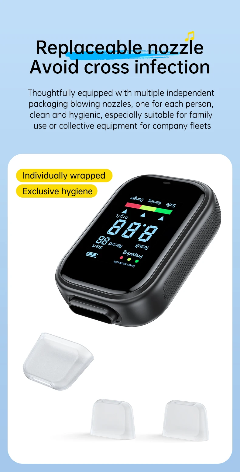 Digital Breath Alcohol Tester Portable Breathalyzer LCD Color Screen USB Recharg