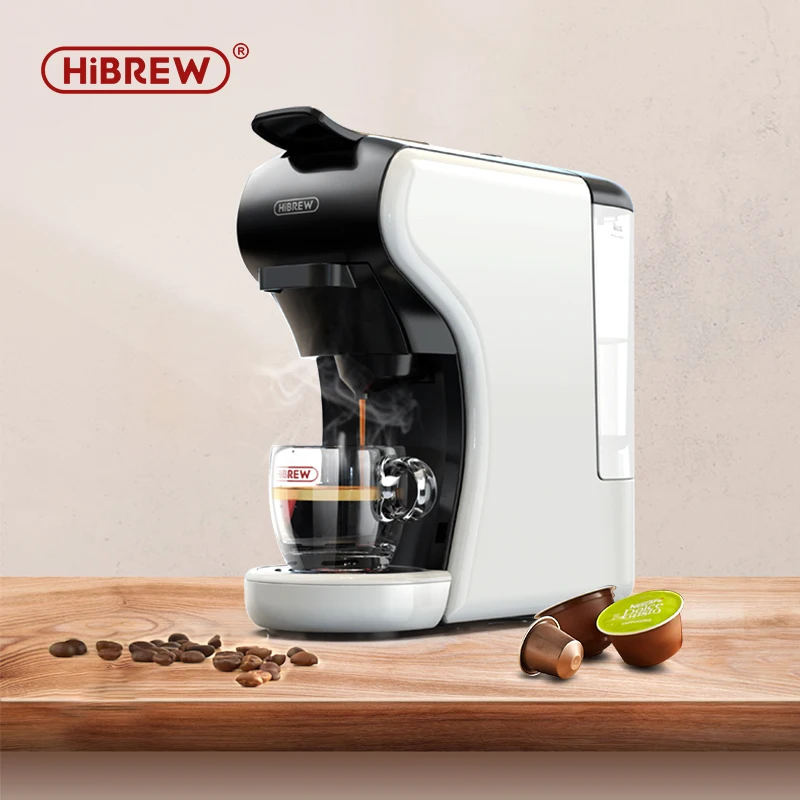 HiBREW 4 in 1 Multiple Capsule Coffee Maker Full Automatic With Hot & Cold Milk Foaming Machine Frother & Plastic Tray Set hibrew h2b 5 in 1 coffee maker 1450w 19bar hot cold