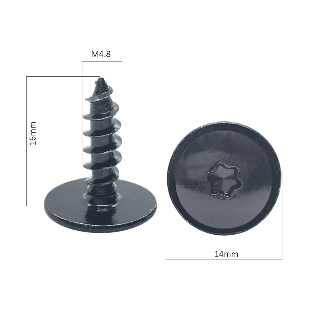 Self-Tapping Screws Crosshead With Pad U-Shaped Clips Black 5/10-Piece