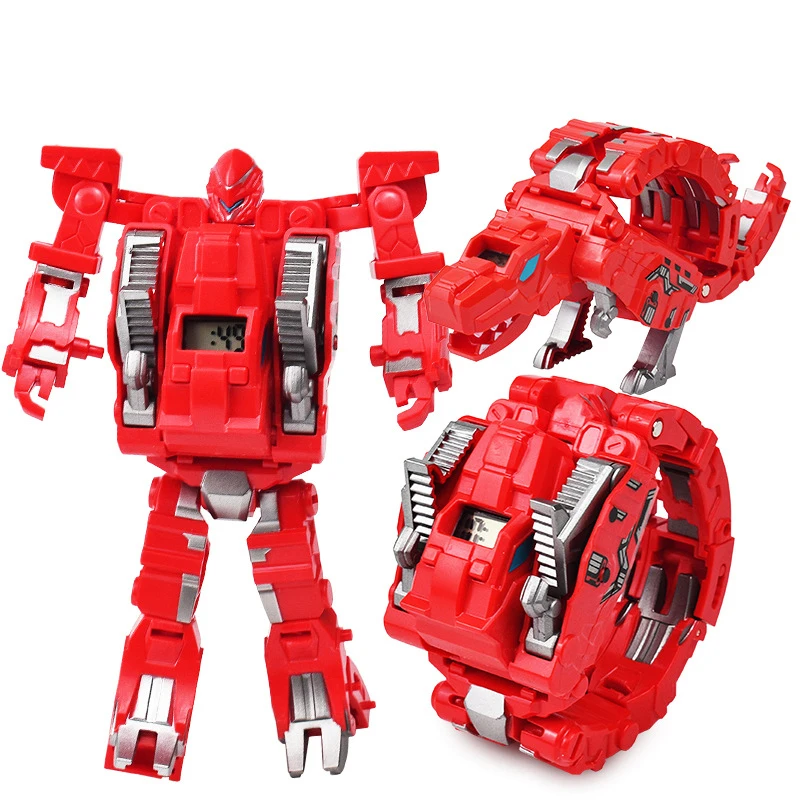 Simulation Mechanical Dinosaur Transforming Robot Electronic Watch Toys Children's Electrical Robots Watches Toys Birthday Gifts