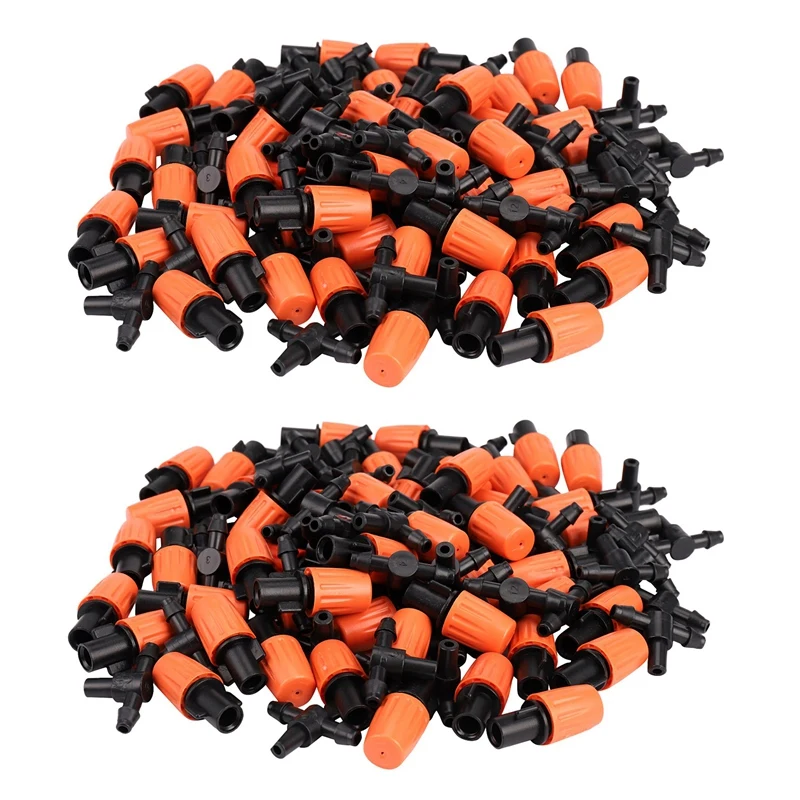 

100Pcs Adjustable Garden Irrigation System Watering Sprayer Misting Nozzles Sprinkler Heads With Barbed Tee Connectors