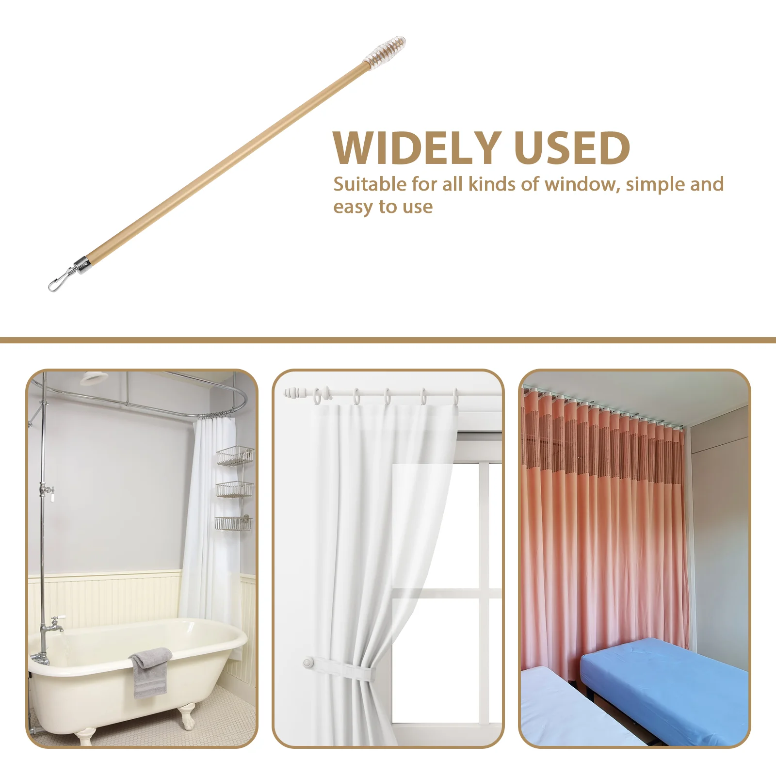 Aluminum Alloy Curtain Rod 50cm Lightweight Sturdy Manual Sliding Design Drapery Pull Rod Modern Curtain Stick 3