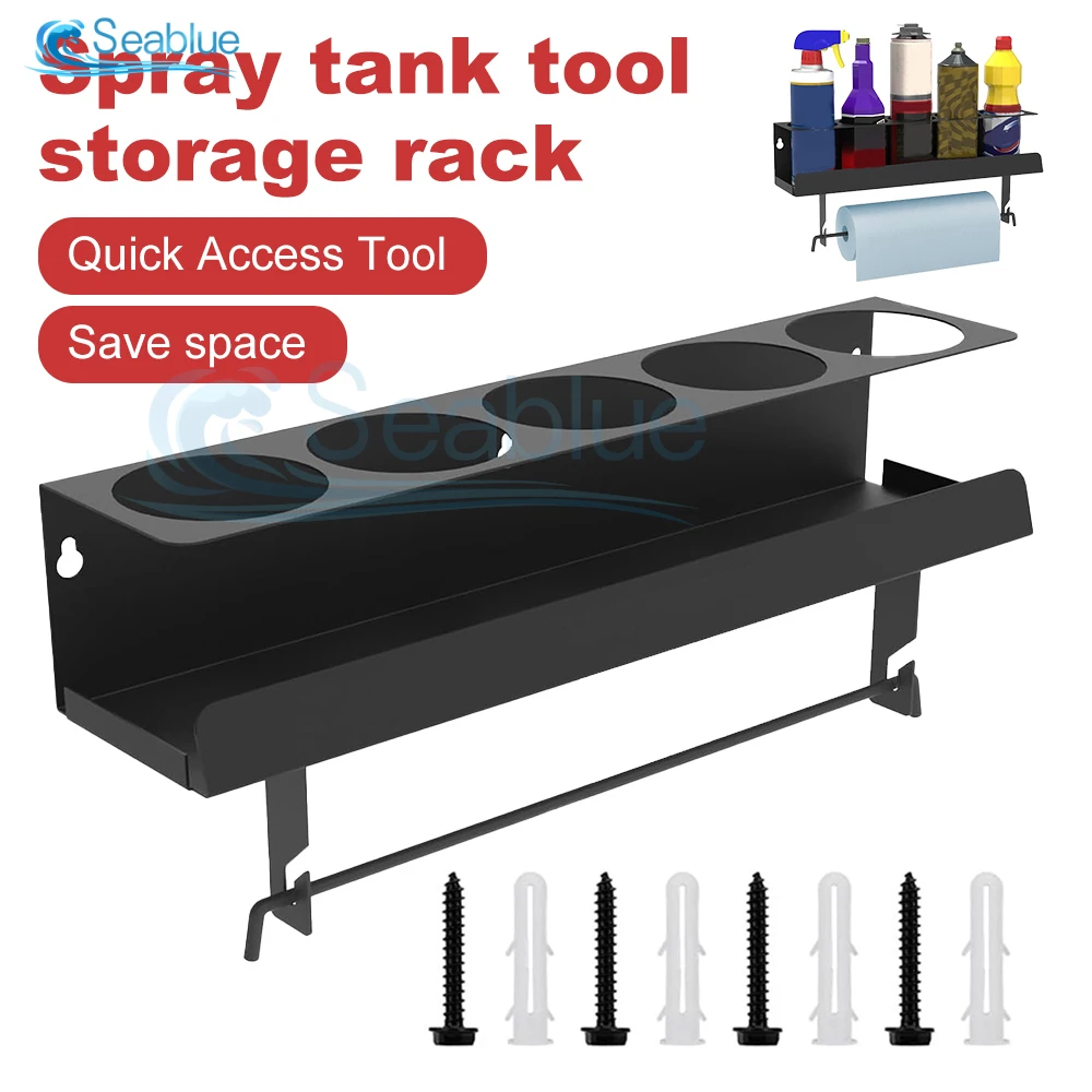 Aerosol Spray Can/Paper Towel Holder,Paint Bottle Storage Rack,Steel Wall Mount Shelf,Tool Organizer for Garage,Craft Workspace