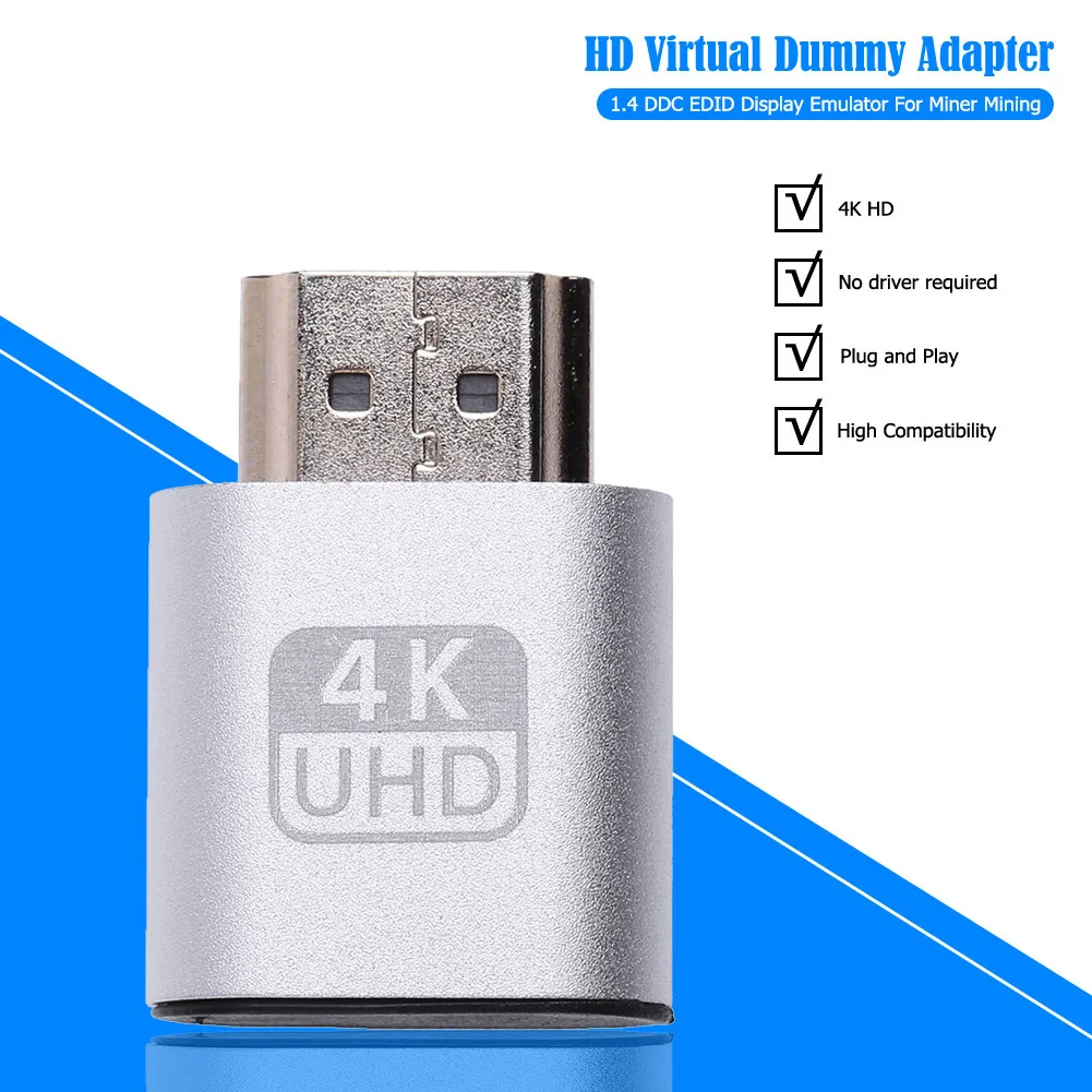 Computer Gpu Hd1.4-Compatibile Adattatore Display Virtuale Ddc Edid Dummy Plug Scheda Video Mining Rig Emulatore Per Btc Eth Miner