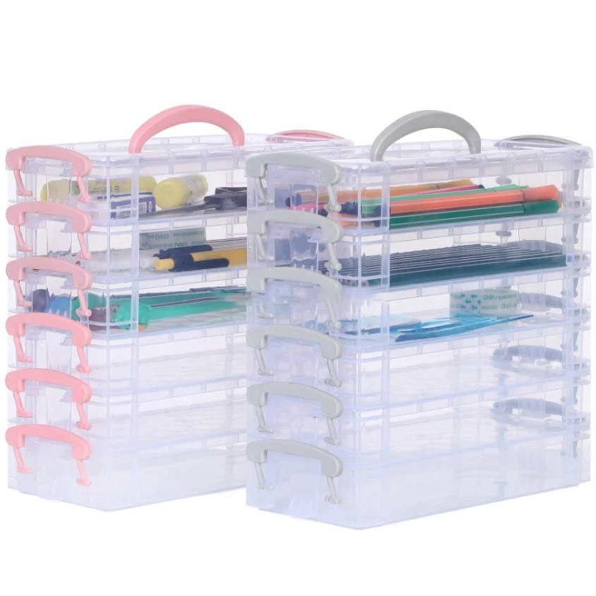 Contenedor De Almacenamiento Apilable Transparente De 3 Niveles, Caja