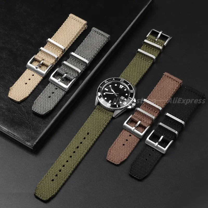 Men's Military Sports Nylon Cotton Watch Strap with Quick Release - Braid Bracelet Design