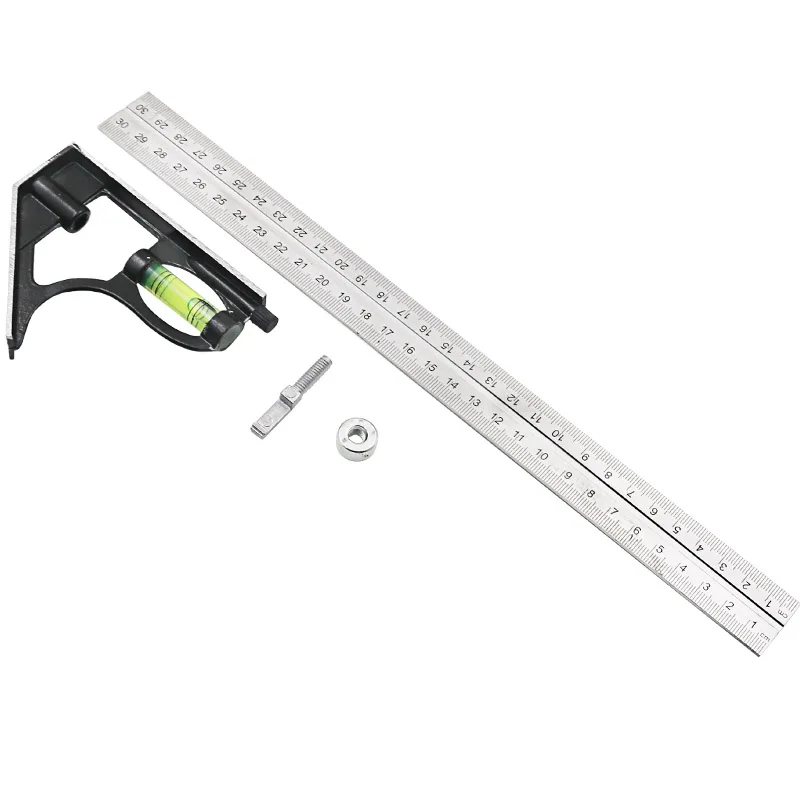Angle square measuring tools set precise stainless steel aluminium adjustable combination spirit level 12" 300mm