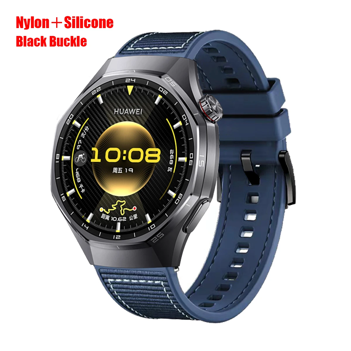 Premium Adjustable Nylon + Silicone Watch Strap, 22mm Bracelet Correa