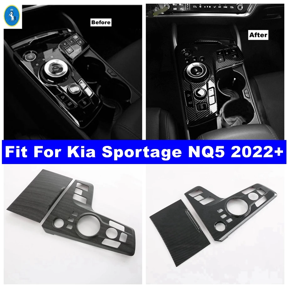

Center Control Gear Shift Panel Decoration Cover Trim Fit For Kia Sportage NQ5 2022 - 2024 Peach Wood / Carbon Fiber Accessories