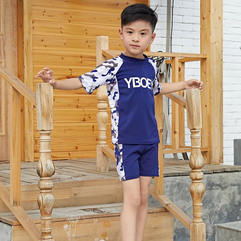 Boys Swimsuits Sunblock 2 Pieces Swim Suit Camouflage Children Swimwear Long Sleeve Boy Split Swimsuit Kids Bodysuit Beach Wear children swimsuits boys swimsuits