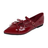Fashion T-Strap Ladies Mary Janes Flats Shoes Pointed Toe Female Butterfly-Knot Footwear Shallow Flats Shoes For Women 1