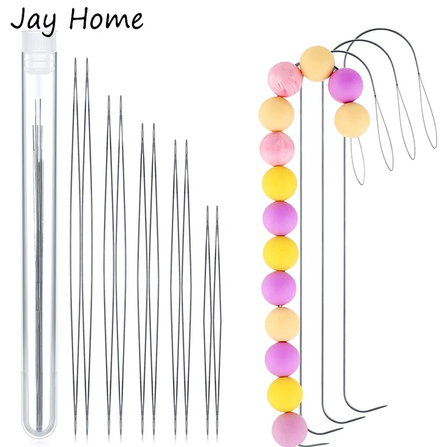 12PCS Beading Needles Set Large Eye Curved Beading Needles & 5 Size Seed  Bead Needles with