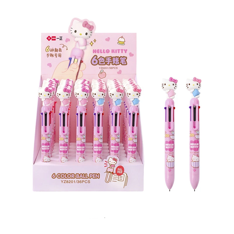 

Kawaii Sanrio Мультфильм Hellokitty вращающаяся металлическая Милая аниме Cinnamoroll 8 цветов шариковые ручки для детей Подарки для детей