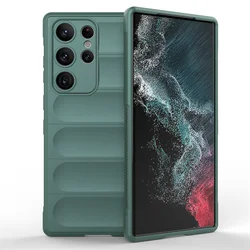 Durable Silicone TPU Rubber Protective Case - Anti - Drop Shockproof Cover - S23 Ultra (Black Green)