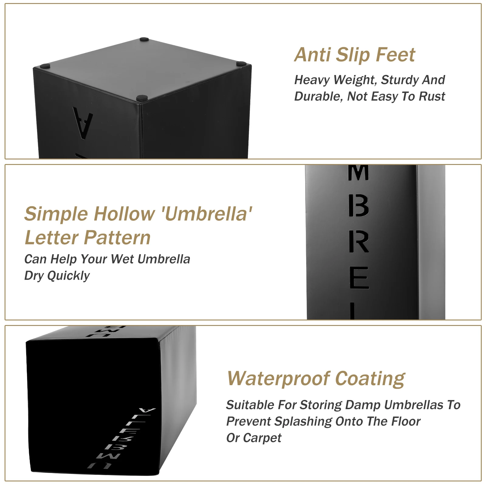 Umbrella Storage Bucket Metal Iron Holder Square Umbrella Rack Bin Multipurpose Walking Sticks Holder Home Storage Rack umbrella holder umbrella storage rack