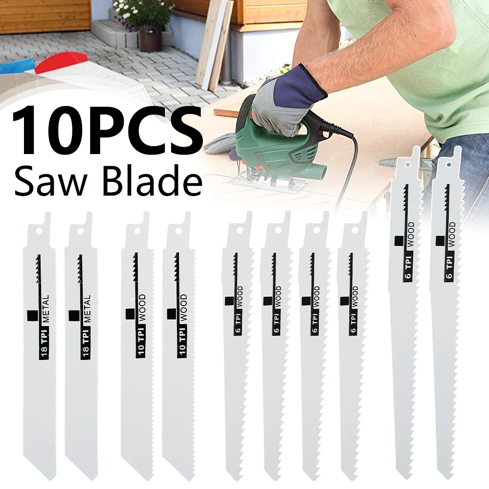 

10pcs Saw Blade Universal Reciprocating Saw Blade Durable Wood Metal Cutting Saw Blades DIY Tools Fast Cut