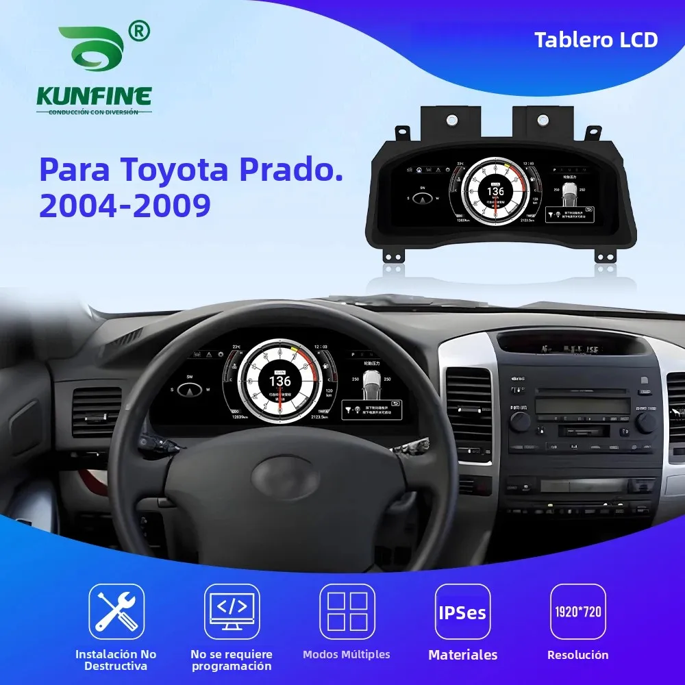 Tablero de instrumentos de panel para Toyota Prado 2004-2009, velocímetro, Panel de instrumentos LCD Digital, tacómetro más reciente de 12,3 pulgadas 1