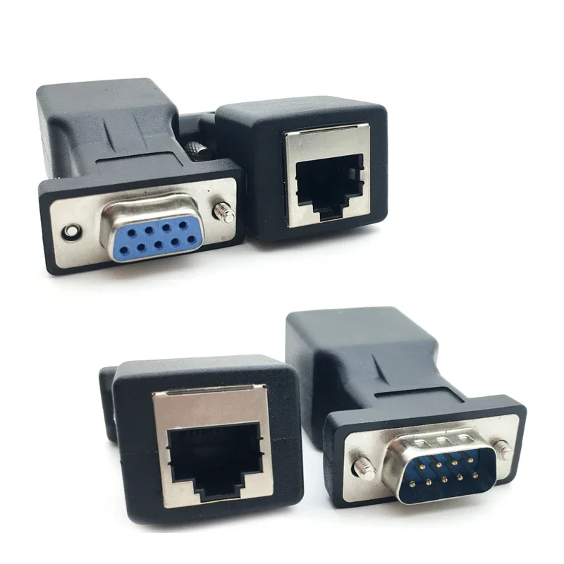 1pcs Arrival DB9 RS232 Male/Female to RJ45 Female Adapter COM Port to LAN Ethernet Port Converter