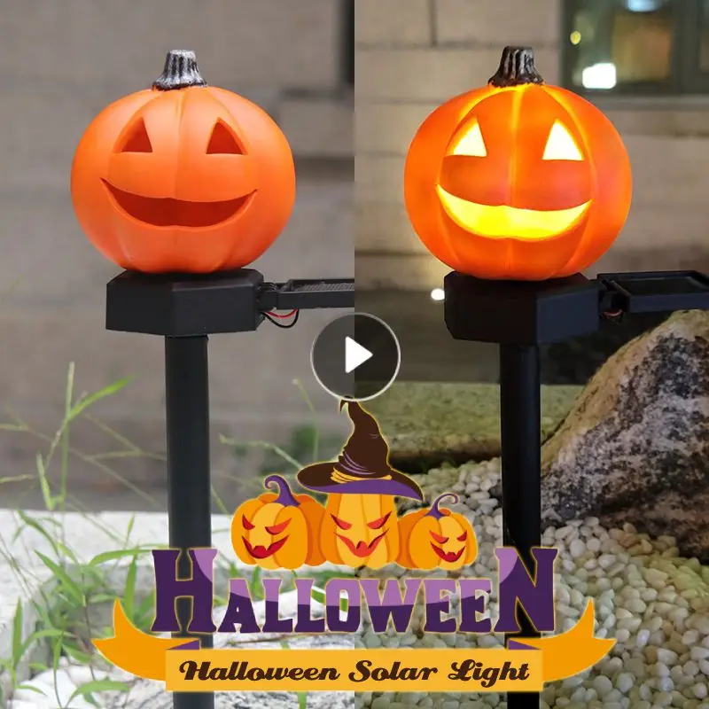 Pumpkin Light Solar Light LED Halloween Terrifying Pumpkin Ghost Lawn Stake Lamp Outdoor Garden