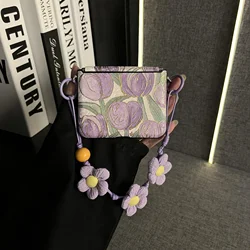Korean Luxury Retro Blue Flower Rope Phone Case - Shockproof Back Cover for 70 or 60 or 50 (R)