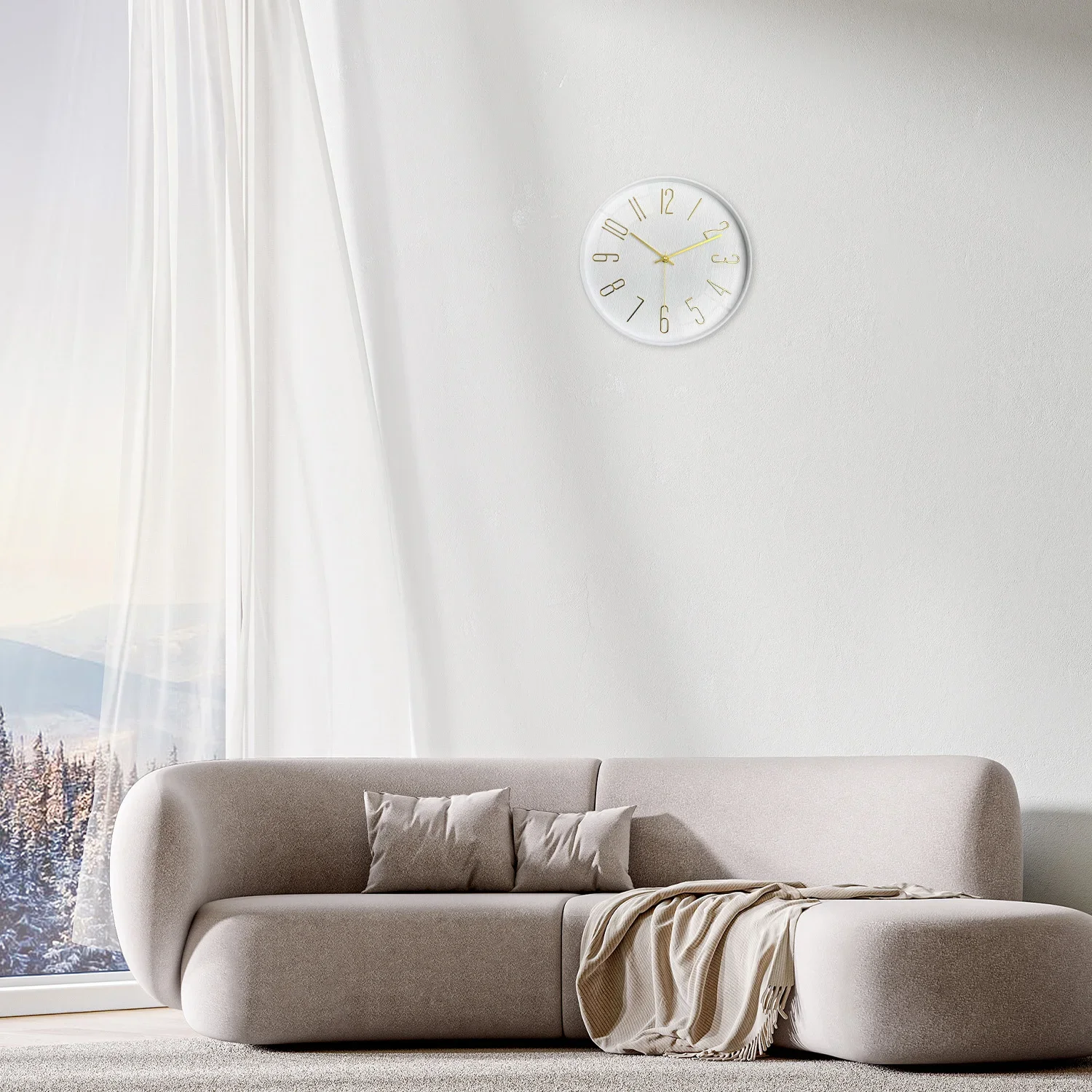 12inch Stereo Digital Imitation Wood Texture Plastic Glass Wall Clock Living Room Bedroom Home Decoration Silent Quartz Clock