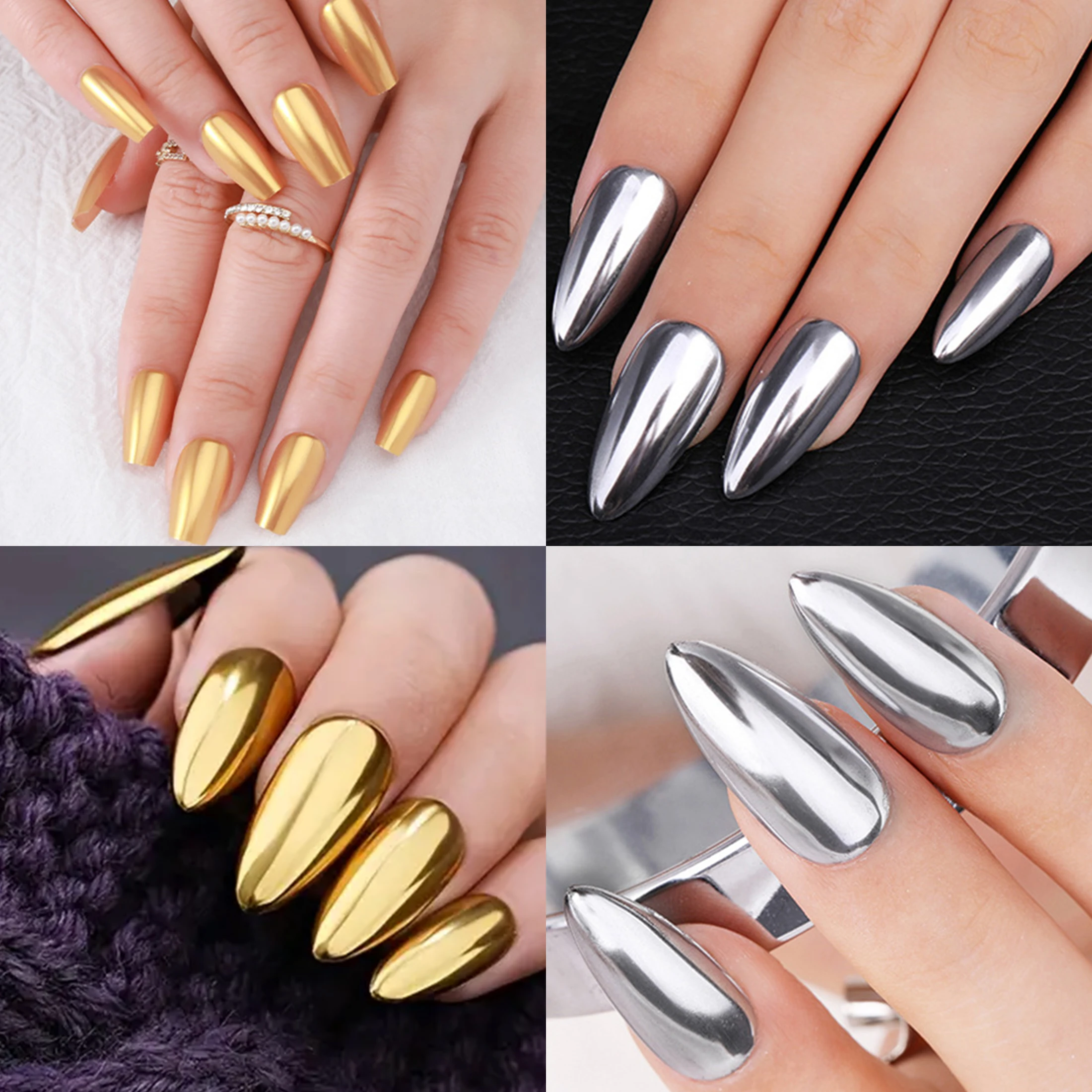 1pcs Magic Mirror Powder Gold Silver Chrome Nail Glitter Metallic Rubbing Dust Gel Polish Pigment Shinning Metal Manicure Decor