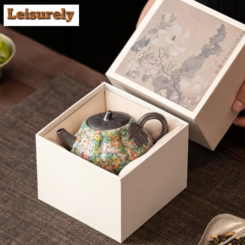 280ml Rock Painting Time Pumpkin Teapot Handmade Tea Infuser Pot Tea Maker Kettle With Ball Hole For Tea Accessories Ornaments