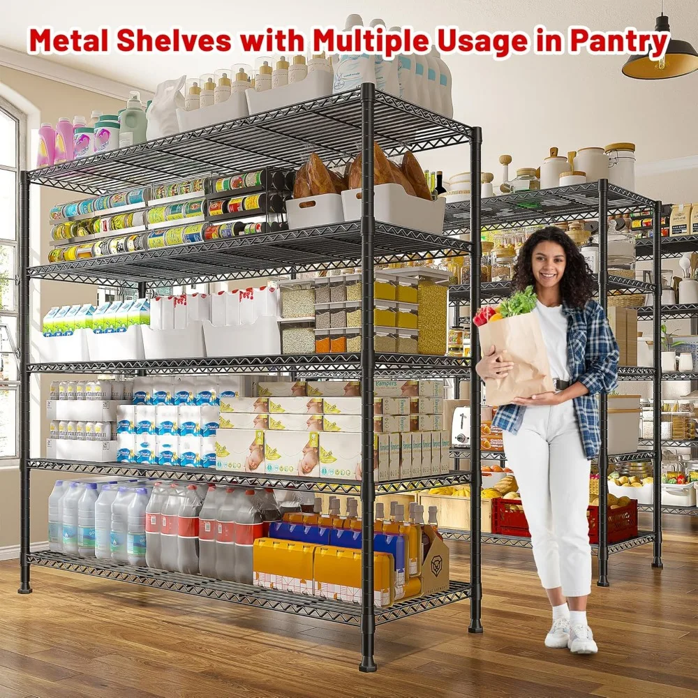 5 Tier Adjustable Wire Shelving Unit for Kitchen Pantry Office