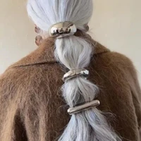 Pinces à Cheveux en Métal Double Couche pour Femme, Chouchous artificiel astiques, Simple, Épais, Creux, à la Mode 4