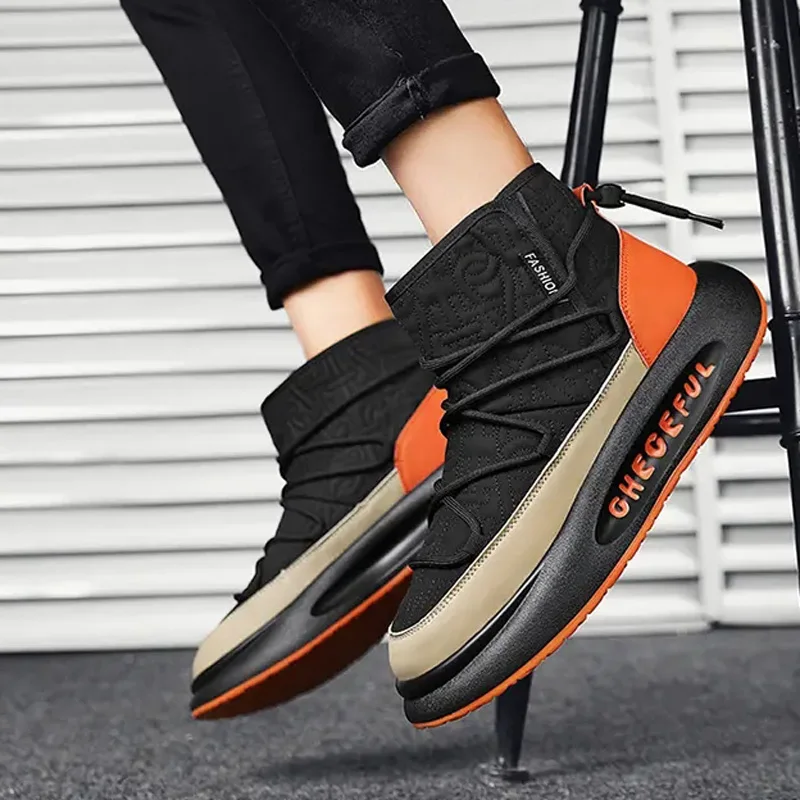 New Autumn and Winter Men Cotton Shoes Fashion Thickened Warm Snow Boots Comfortable Plus Velvet Cold-proof Outdoor Casual Shoes