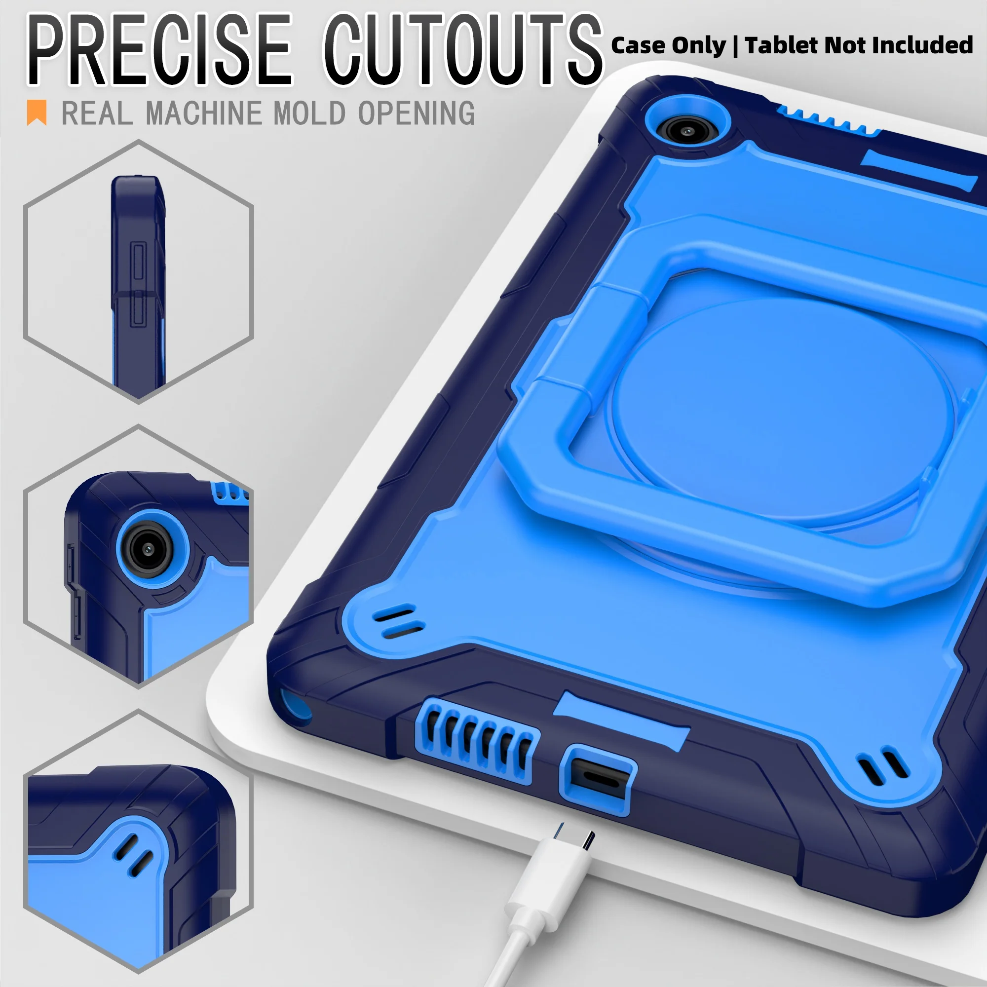 Shockproof Heavy Duty 360° Rotating Tablet Case with Stand and Shoulder Strap