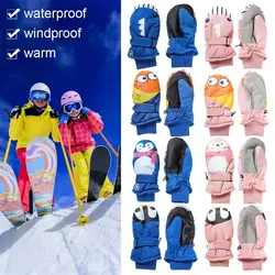1Pair Winter Waterproof Warm Kids Boys Girls Gloves Ski Children Mittens Snow Outdoor