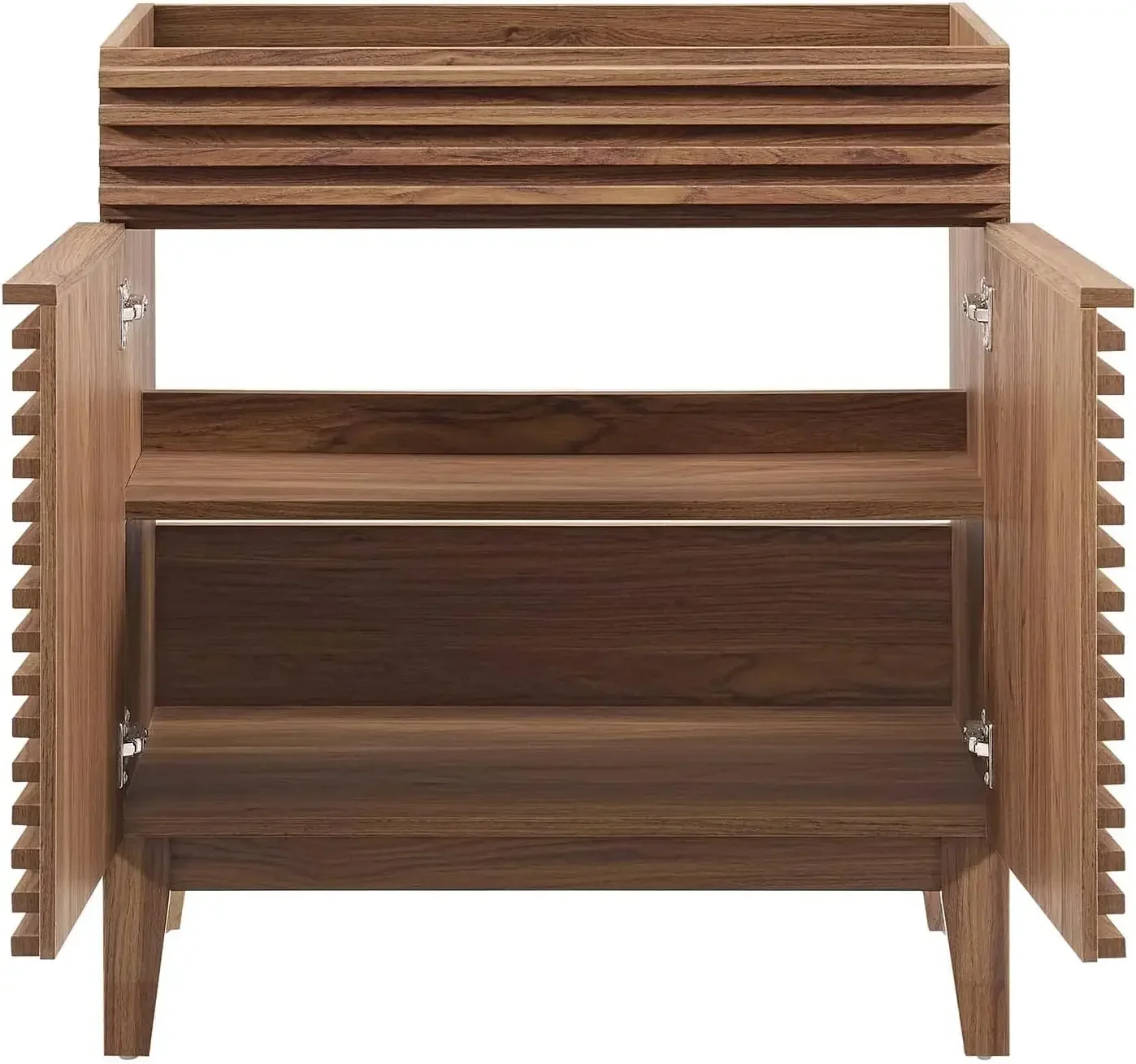 Render 30" Bathroom Vanity in Walnut-Sink Basin Not Included 30 Inch solid construction with practical functionality Walnut 5