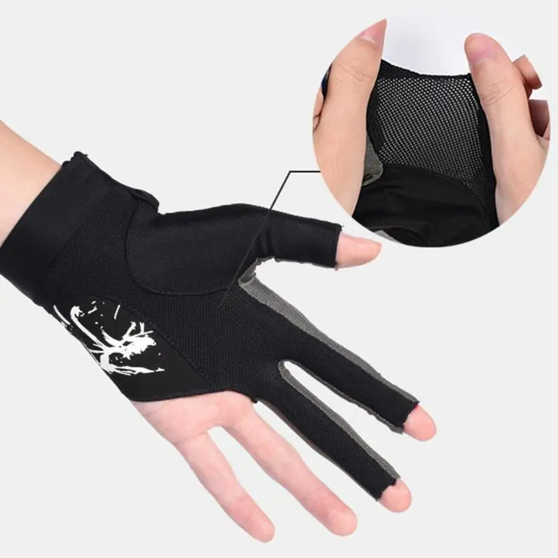 1pc Billiards Glove Left & Right Hand Three Finger Snooker Billiard Glove Smooth Elasticity Billiard Training Gloves Accessories