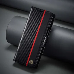 Carbon Fiber Leather Magnetic Flip Wallet Phone Case with Card Holder Cover - Samsung Galaxy Z Fold3 (Black - A)