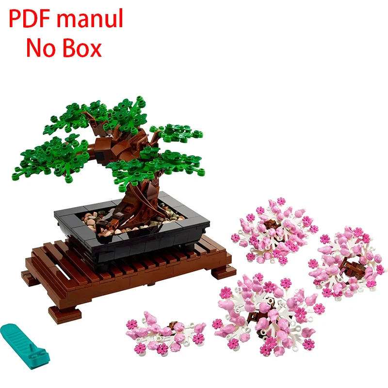

New Moc Bonsai Tree Green Bush Flower Grass Plant Model Ornament Building Blocks Bricks DIY Assembly Educational Toys For Gifts