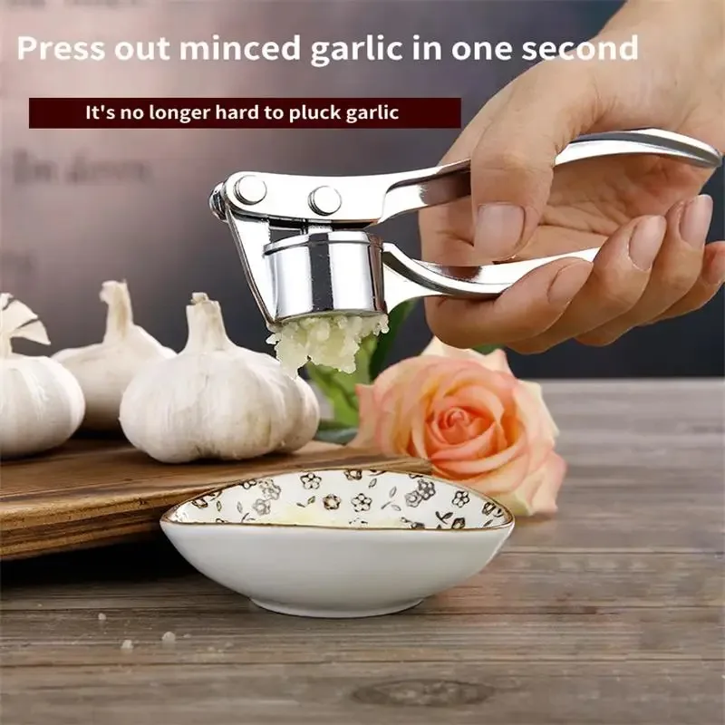 Garlic Masher 1pc Silvery Stainless Steel Kitchen Vegetable Cooking Extruder Manual Ginger Grinder Tool