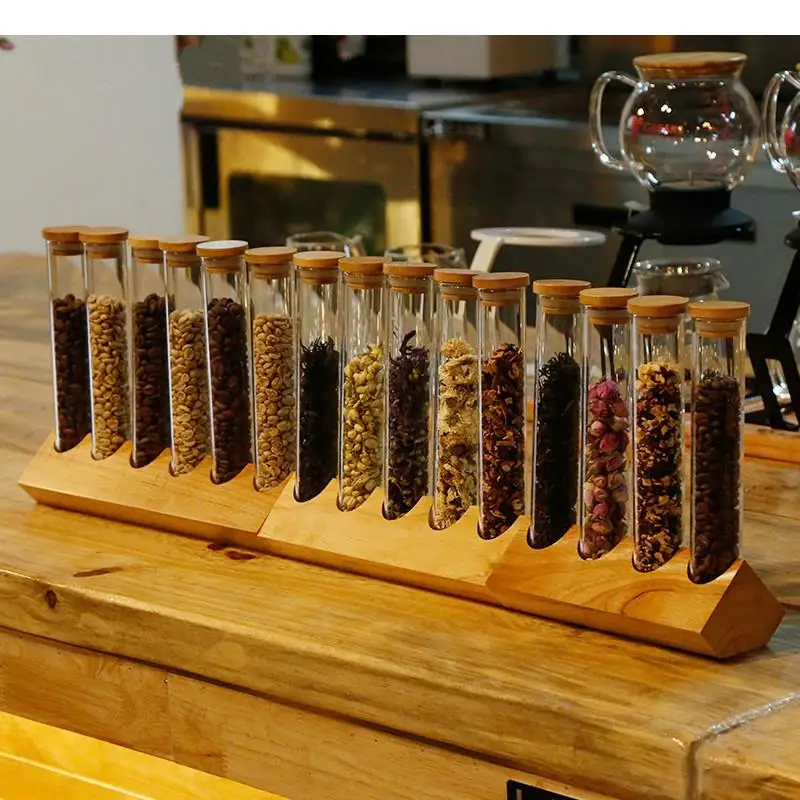 

Tea Set Glass Tube Display Stand Coffee Bean Tea Shop Tea Sealed Tank Bar Furnishings Creative Storage Tank